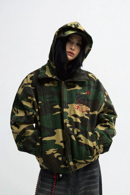 Punk Camo Scratched Hoodie