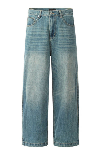 Washed Blue Straight-Leg Jeans