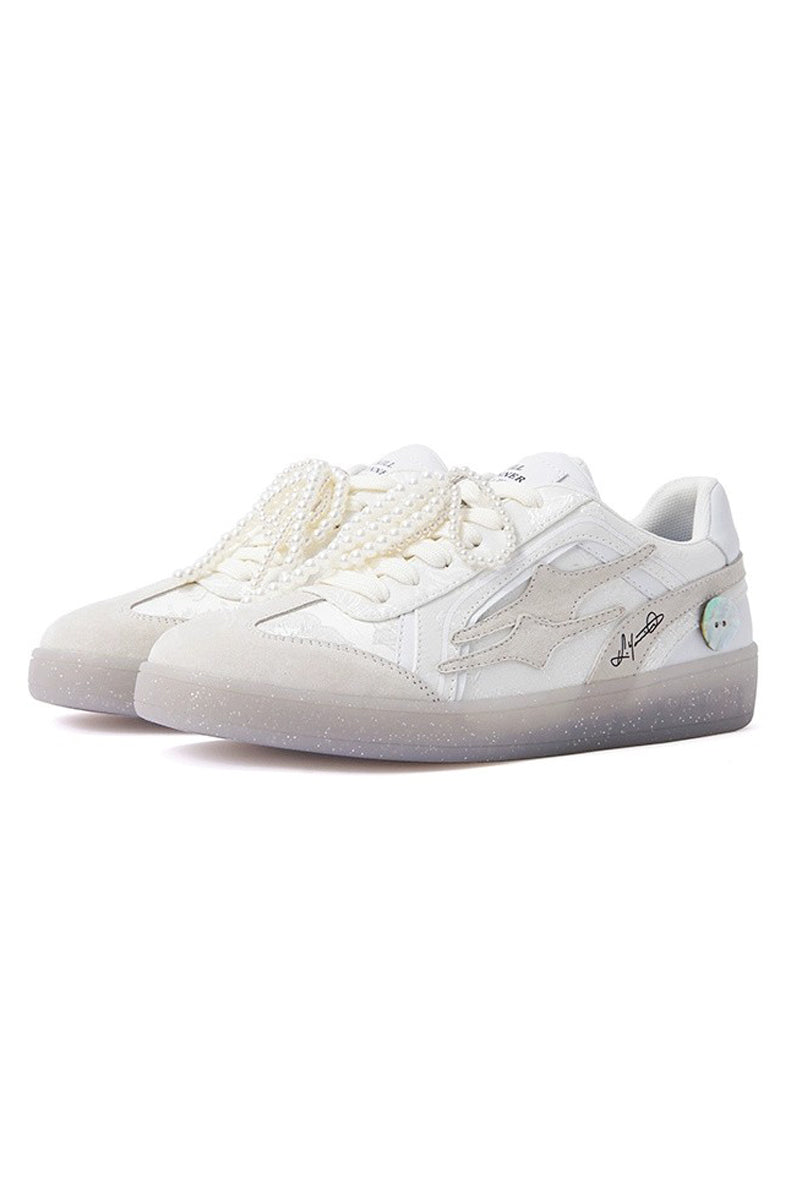 Pearl White Unisex Retro Low Top Trainers