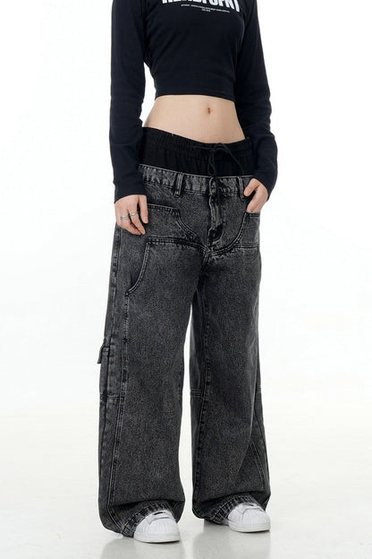 Patchwork Work Jeans