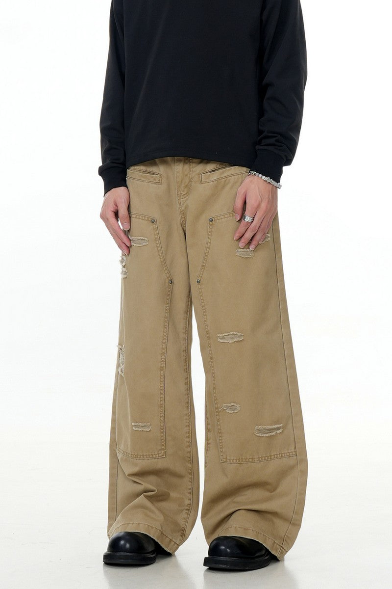 Irregular Distressed Cargo Pants