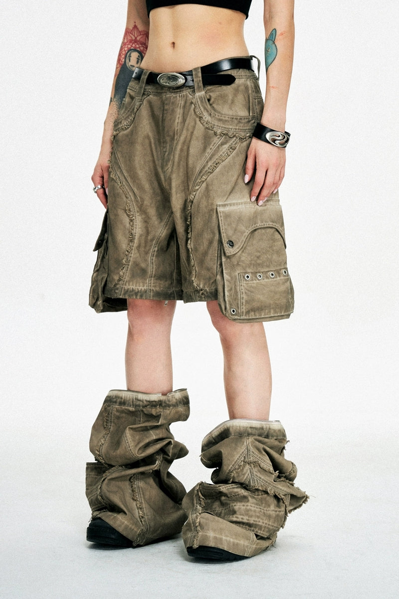 Detachable Distressed Structured Pants