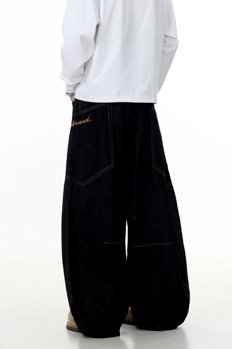 Letter Embroidery Denim Pants