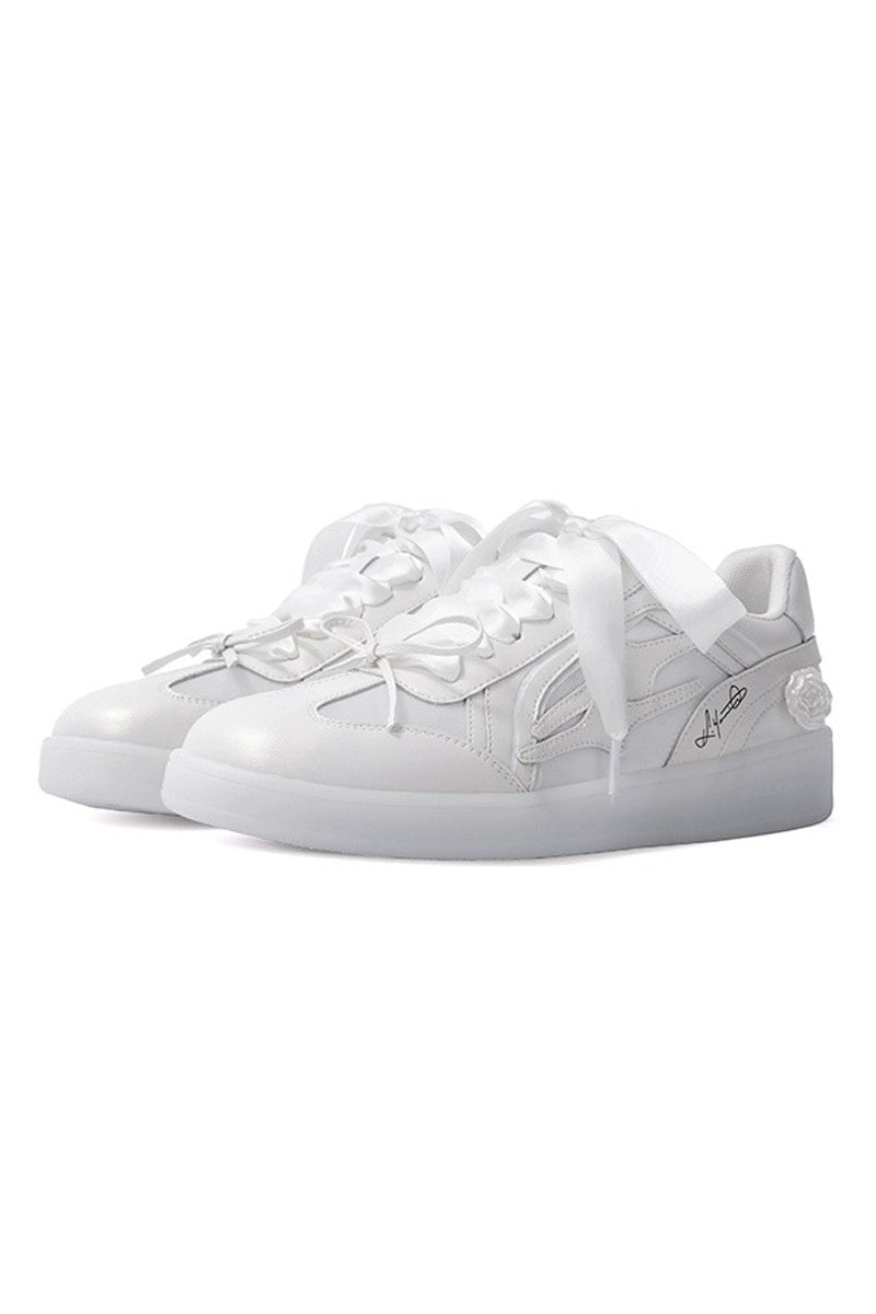 White Unisex Retro Low Top Sneakers