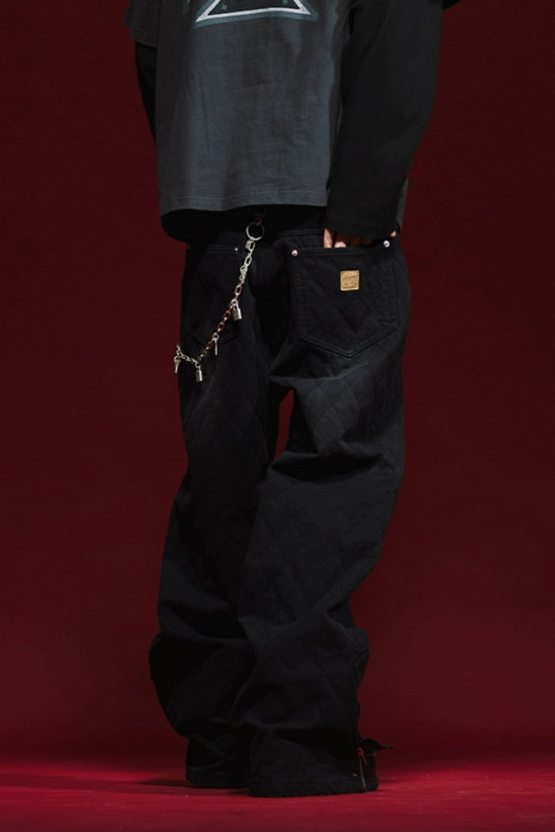 Mesh Panel Straight-Leg Pants