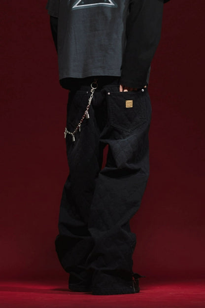 Mesh Panel Straight-Leg Pants