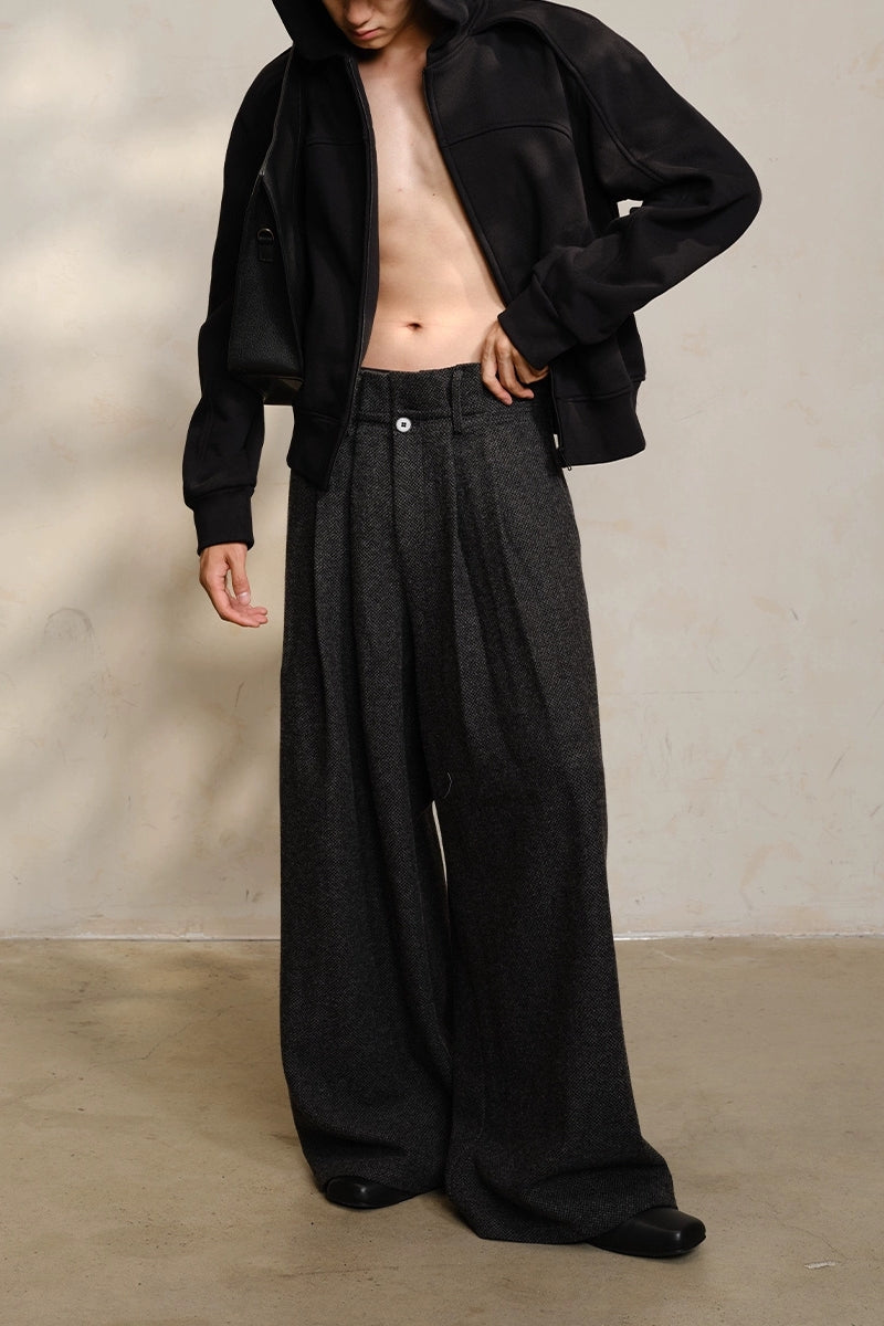 Wool Pleated Origami Pants