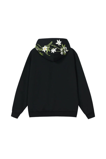 Green Floral Embroidered Hoodie