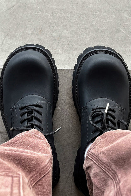 Carbon Black Derby Platform Shoes