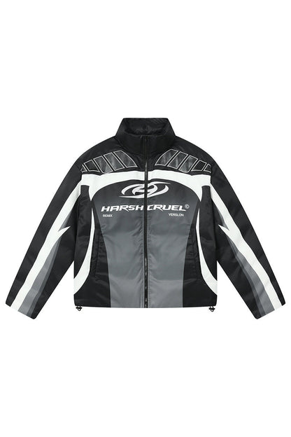 Colorblock Racing Gradient Puffer Jacket