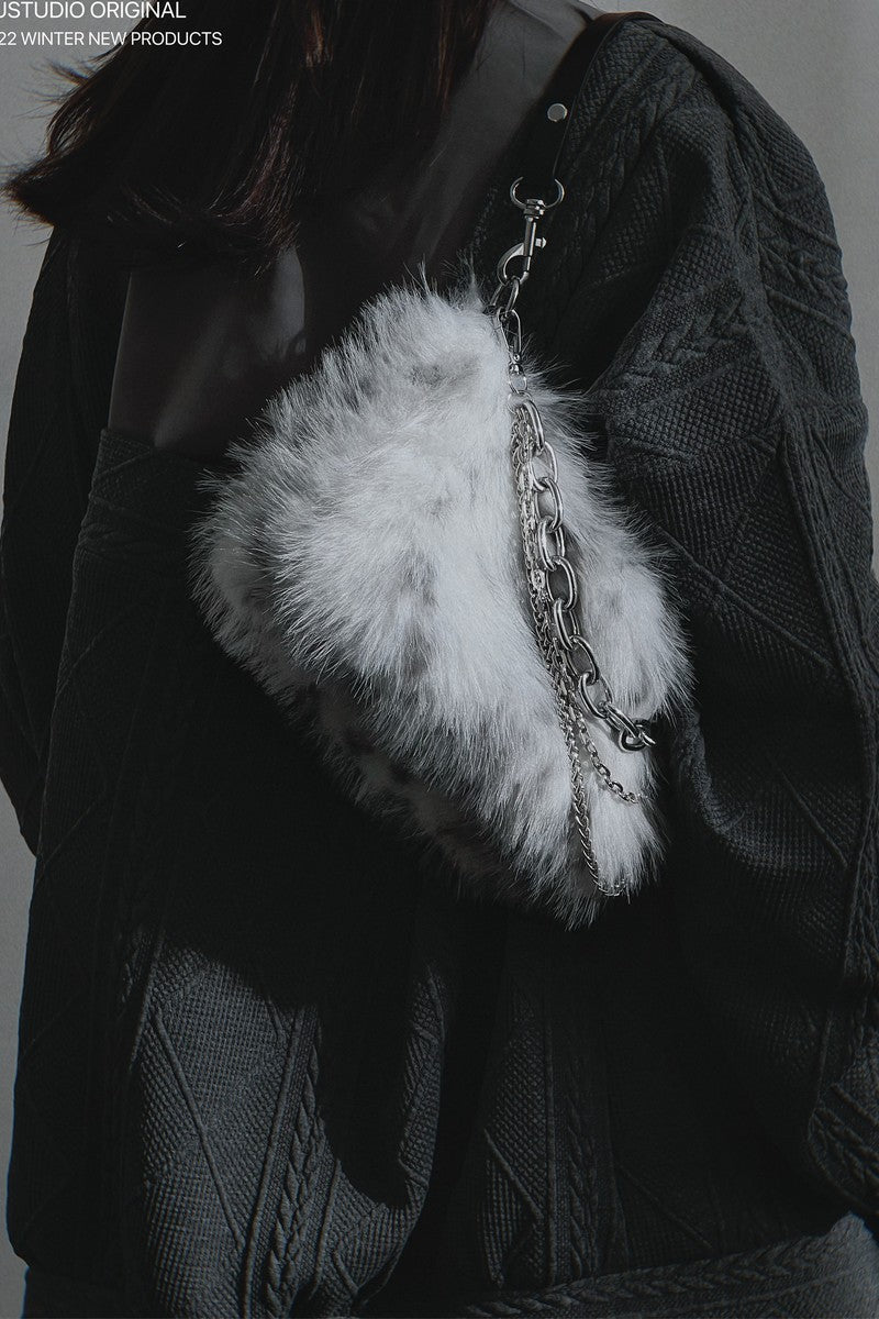 Y2K Chain Mohair Shoulder Bag