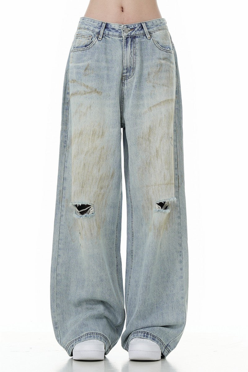 Distressed Cleanfit Straight Jeans Unisex