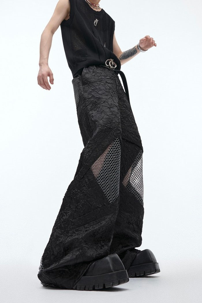 Deconstructed Pleated Mesh Trousers