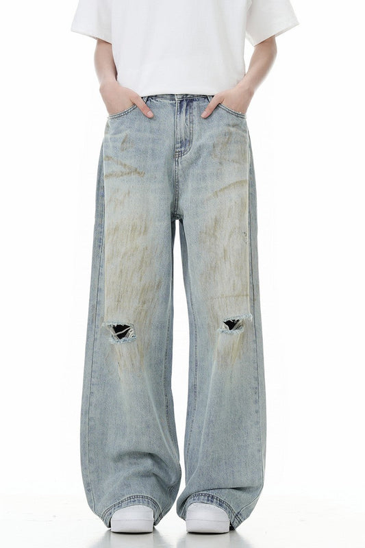 Distressed Cleanfit Straight Jeans Unisex