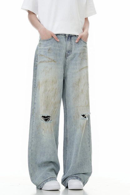 Distressed Cleanfit Straight Jeans Unisex