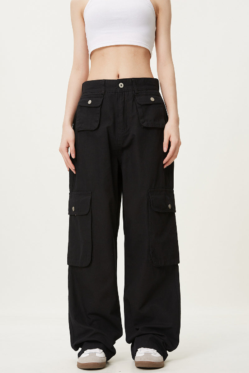 Pocketed Cargo Straight-Leg Pants