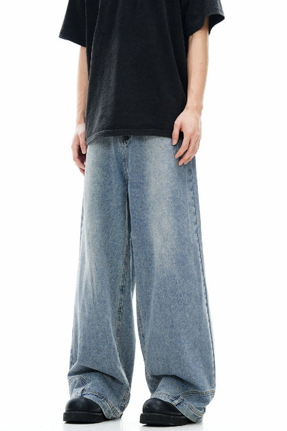 Inverted Washed Wide-Leg Jeans