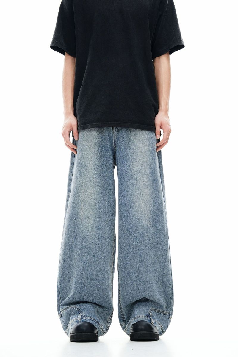 Inverted Washed Wide-Leg Jeans