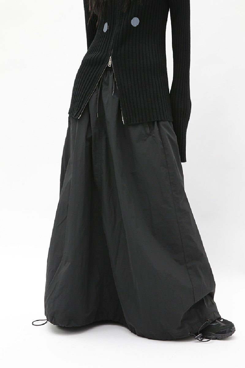 Adjustable Black Windbreaker Skirt