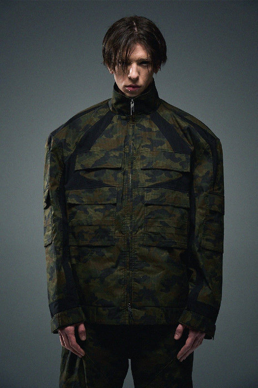 Contrast Camo Texture Cargo Jacket