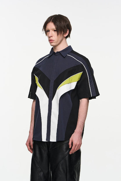 Colorblock Zip Stripe Summer Shirt