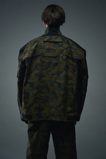 Contrast Camo Texture Cargo Jacket