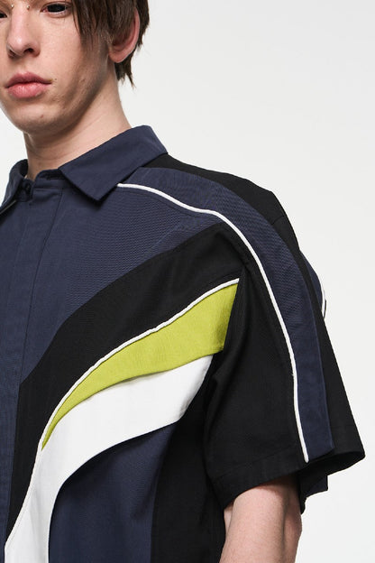 Colorblock Zip Stripe Summer Shirt