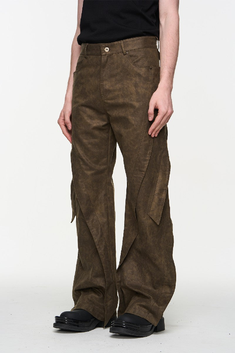 Twisted Zip Deform Cargo Straight Loose Pants