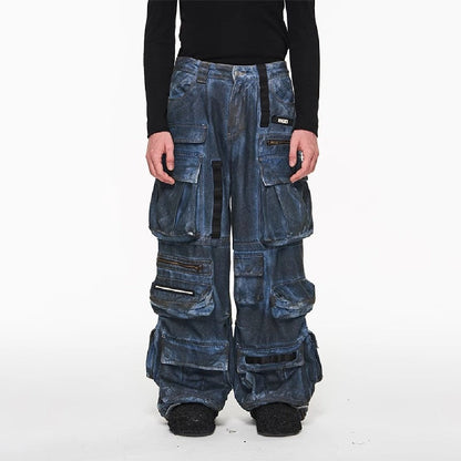 Multi Pocket Oversized Loose Jeans