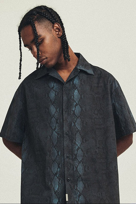 Snake Pattern Cuban Shirt