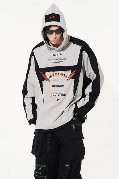 Contrast Irregular Hoodie