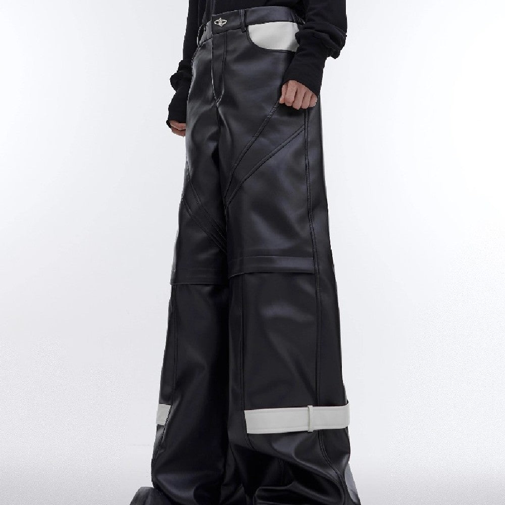 Straps PU Leather Pants