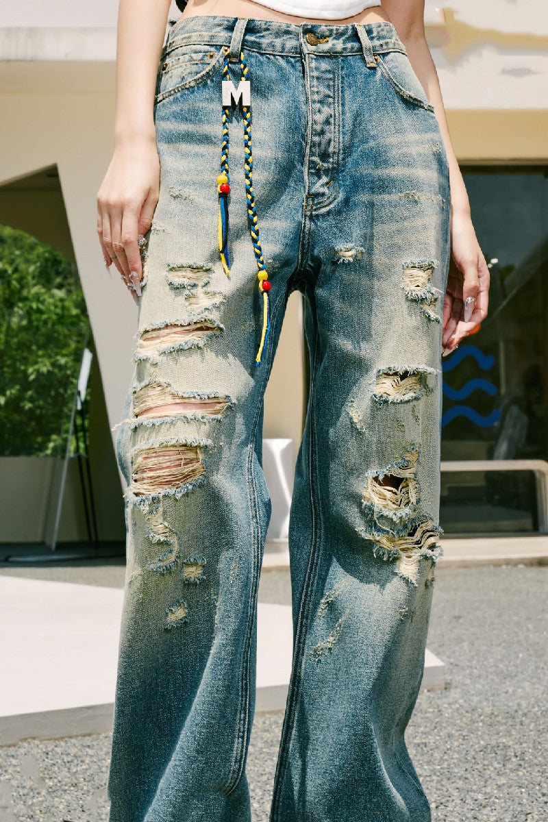 Distressed Washed Denim