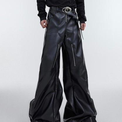 PU Leather Double Knee Trousers