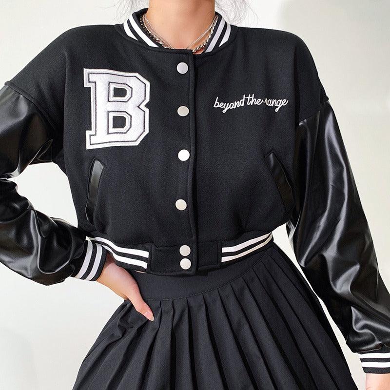 B Embroidered Varsity Jacket