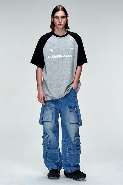 Oversized Multi-Pocket Straight Denim