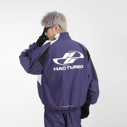 Contrast Stitching Logo Racing Jacket