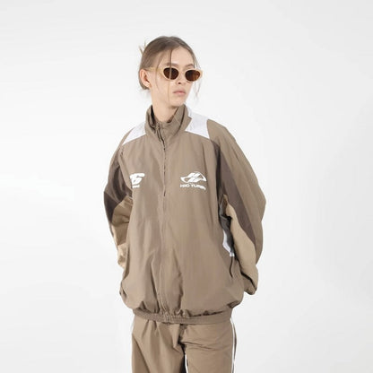 Contrast Stitching Logo Racing Jacket