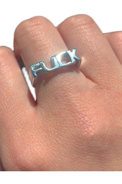 F*ck Engraved Oxidized Ring