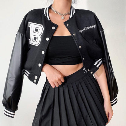 B Embroidered Varsity Jacket