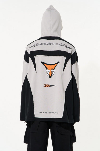 Contrast Irregular Hoodie