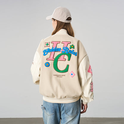 Golden Rules Embroidered Varsity Jacket
