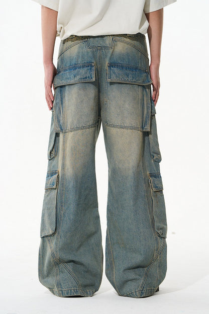 Oversized Washed Cargo Denim