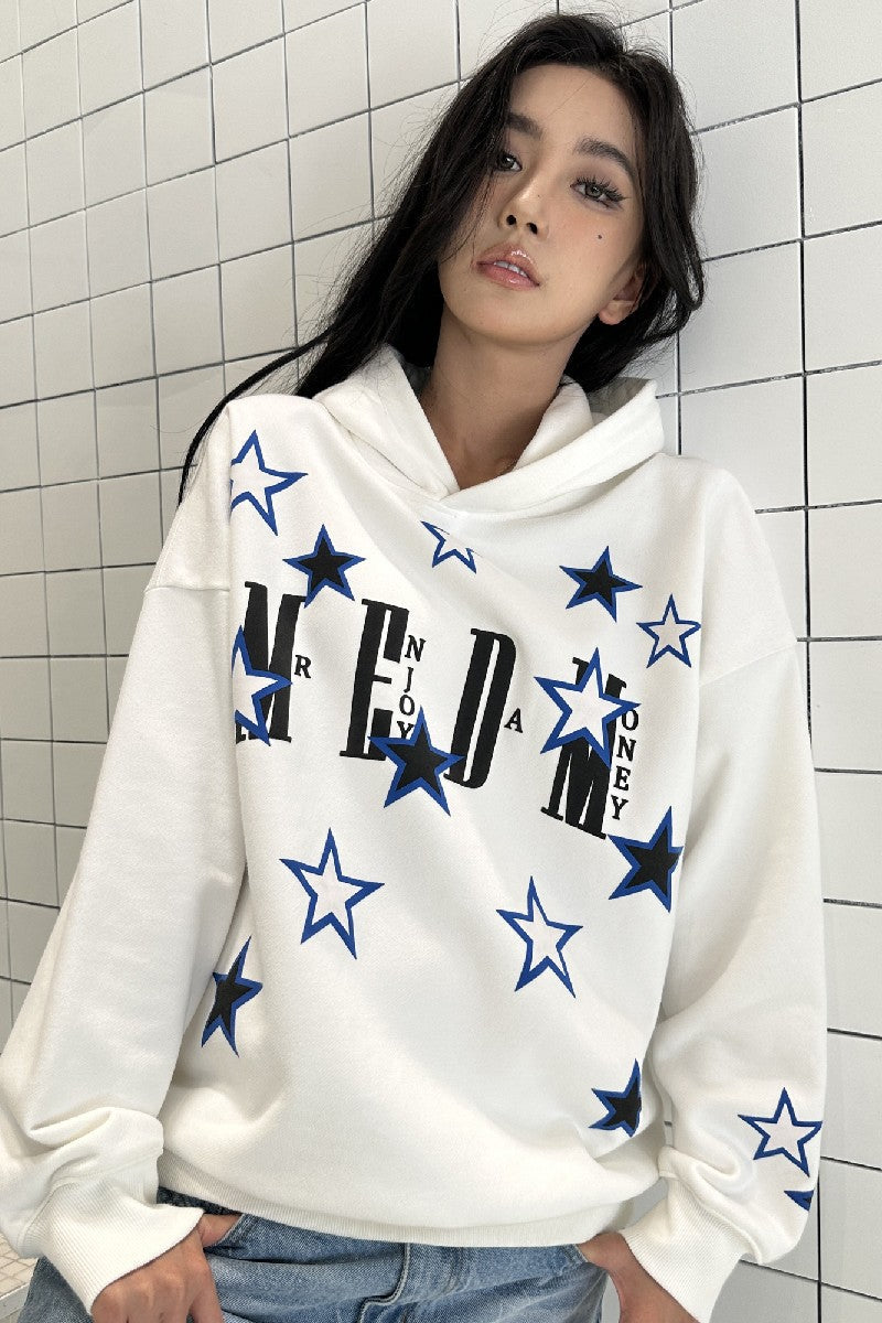 Stars Print Logo Hoodie