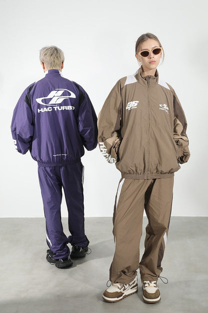 Contrast Stitching Logo Racing Jacket