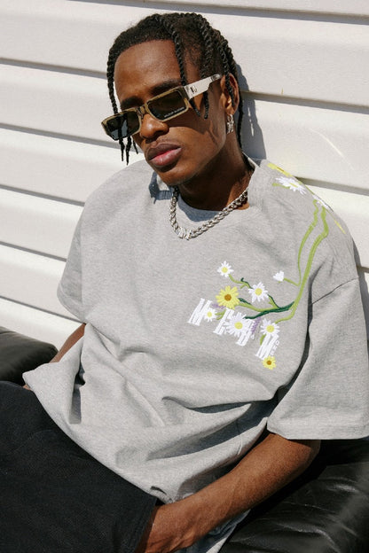 Embroidered Flowers Logo Tee