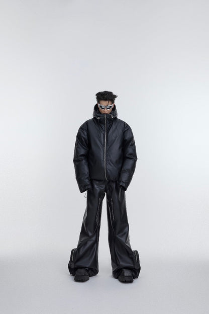 PU Leather Puffer Jacket