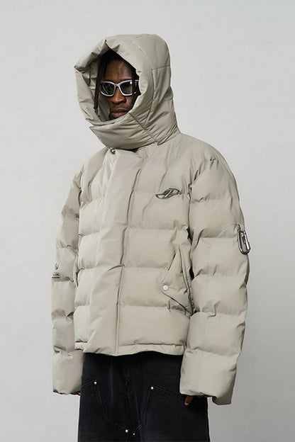 Stand Up Collar Metal Logo Padded Jacket