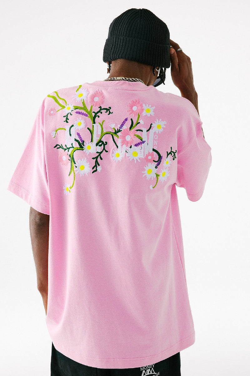 Embroidered Flowers Logo Tee