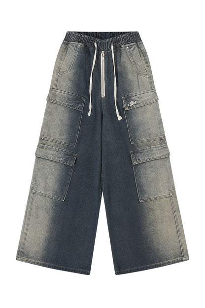 Silhouette Cut Washed Baggy Denim